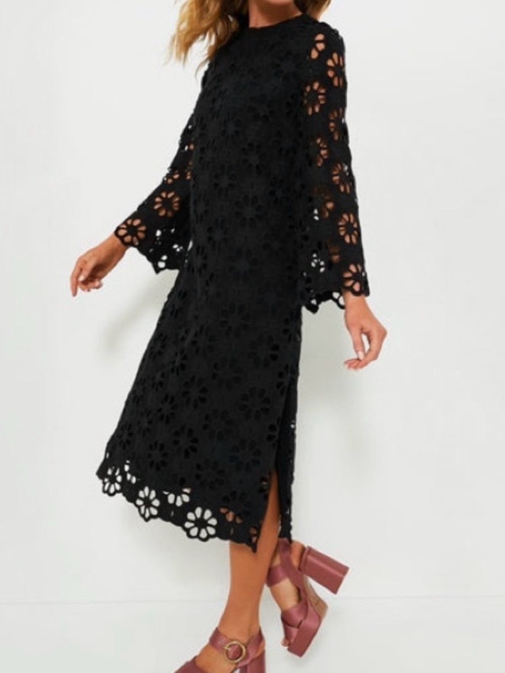 Tuckernuck Black Floral Crochet Midi Dress
